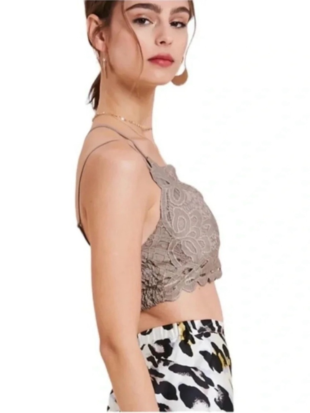 Wishlist Lace Bralette Champagne Criss Cross Back Size L NWT - Picture 4 of 12